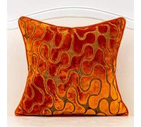 Yangest Housse de Coussin carrée Moderne en Velours ondulé avec Fermeture éclair, pour canapé, Chambre à Coucher, Salon, Chaise, 50,8 x 50,8 cm, Orange