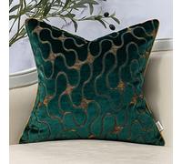 Yangest Housse de coussin décorative carrée en velours ondulé moderne avec fermeture éclair, pour canapé, chambre à coucher, salon, chaise, 45,7 x 45,7 cm, vert