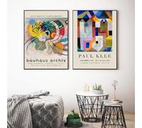 Yangld Affiche d'exposition Wassily Kandinsky, peinture sur toile vintage imprimée rétro Paul Klee, images murales abstraites, décoration de chambre à coucher, 50 x 70 cm, 2 pièces sans cadre