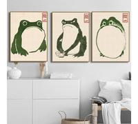 Yangld Antique Vintage japonais Matsumoto Hoji grenouille toile peinture affiche grenouille impression laid mignon crapaud mur Art décor à la maison 15.7 "x 19.6" (40x50 cm) x3 sans cadre