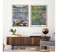 Yangld Claude Monet Nymphéas Iris Jardin Peinture à l'huile Impressions sur Toile Art Impressionniste Affiche Mur Photo pour Salon 50x75cm-2Pcs Sans Cadre