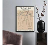 Yangld Dessin au trait Picasso peinture sur toile abstrait visage affiche danse ensemble impression d'art mural moderne décor à la maison photos chambre 23.6 "x 35.4" (60x90 cm) sans cadre