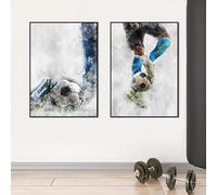 Yangld Football aquarelle peinture impression moderne mur Art toile affiche sport photo pour salle de sport garçon salon décor à la maison 15.7 "x 19.6" (40x50 cm) x2 sans cadre
