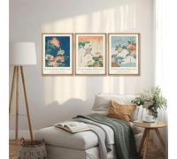 Yangld Impressions d'oiseaux japonais Affiche d'oiseau botanique vintage Affiche Hokusai Musée Galerie d'art Décoration Art mural 15,7" x 23,6" (40x60 cm) x3 Sans cadre