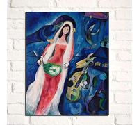Yangld Marc Chagall Mariage Toile Peinture Imprimer Salon Décoration de La Maison Moderne Mur Art Peinture À L'huile Affiches Photos 50x75CM Sans Cadre