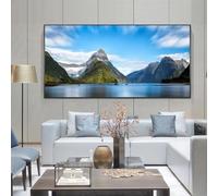 Yangld Milford Sound Nouvelle-Zélande Paysage Toile Peinture Montagne Naturelle Affiches Mur Art Photo pour Chambre Décor À La Maison 23.6 "x 47.2" (60x120 cm) Sans Cadre