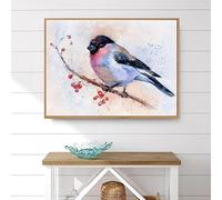 Yangld Oiseaux d'hiver aquarelle peinture toile affiche bouvreuil oiseau oeuvre imprime oiseau amoureux noël maison mur Art décor 19.6 "x 29.5" (50x75cm) pas de cadre