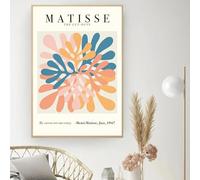 Yangld Peinture sur toile de plantes abstraites modernes Matisse, affiches imprimées de feuilles et de fleurs, image nordique pour décoration murale de salon, 50x70 cm, sans cadre