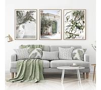 Yangld Santorin Pastel Village Photographie Affiches Grèce Été Voyage Imprime Méditerranée Mur Art Toile Peinture Photos Décor 40x60cm-3Pcs Sans Cadre