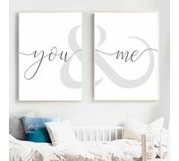 Yangld Toi et moi art abstrait affiches et impressions mariage couple citation mur photo toi moi lettres toile peinture décor à la maison 50x75 cm-2 pièces sans cadre