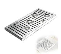 YANGLLYJ Couvercle de Regard Couvercle Fosse Septique INOX 304 Haute Charge | Pour Cour Piscine Jardin Cuisine, Évacuation Rapide, Cadre avec Bordure, Design Carré Argent(20x30x3cm/8x12x1.2in)