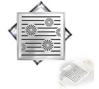 YANGLLYJ Couvercle de Regard Couvercle Fosse Septique INOX 304 Haute Charge | Pour Cour Piscine Jardin Cuisine, Évacuation Rapide, Cadre avec Bordure, Design Carré Argent(30x30x3cm/12x12x1.2in)