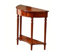 YANGLLYJ Demi Lune Console en Bois, Table D'entrée Traditionnelle avec Tiroir et Étagère Inférieure pour Couloir et Salon(Red,90x38x87.5cm/35x15x34in)