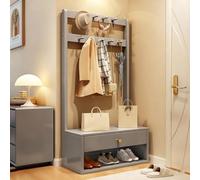 YANGLLYJ Porte Manteau Sur Pied, Porte Vêtements avec un Banc ÀàChaussures, Peut Contenir des Chaussures ce Qui le Rend Idéal pour Être Placé Dans le Salon ou L'entrée(Gray)