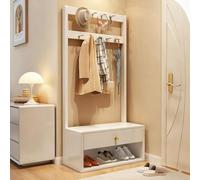 YANGLLYJ Porte Manteau Sur Pied, Porte Vêtements avec un Banc ÀàChaussures, Peut Contenir des Chaussures ce Qui le Rend Idéal pour Être Placé Dans le Salon ou L'entrée(White)
