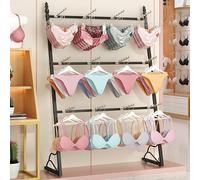 YANGLLYJ Presentoir à Sous-vêtements à 3 Niveaux, Porte Vetement Métallique Ajustable, Crochets Multiples pour Présenter des Produits Dans Les Magasins de Lingerie(Black,100cm/39in)