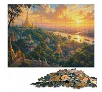 Yangon, Myanmar Cityscape Puzzle en Bois, Puzzle Image, 1000 pièces | Défi commun pour les proches : activité à partager en famille pendant une soirée calme.