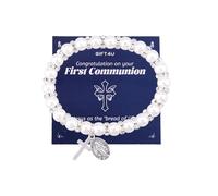 YangQian Cadeau de première communion pour femme, bracelet avec croix Jésus pour femme, bracelet de première communion, cadeau pour femme, amie, famille, bracelets chrétiens en perles