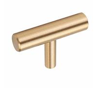 YANGQIHOME Lot de 10 Boutons de Meuble en Laiton Brossé, Boutons de Tiroir de Commode en Or, Pour Armoires, Placards, Salle, Bain et Cuisine, 50 x 35mm (Forme en T)