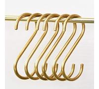 YANGQIHOME Lot de 6, S Crochet Laiton, S Crochet Or pour Accrocher, Crochet Doré pour Casseroles, Poêles, Tasses à Café pour la Cuisine, la Salle de Bain, la Chambre