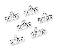 Yangshe Lot de 100 breloques colorées en alliage de métal - Numéro classique 2026 - Pour la fabrication de bijoux faits à la main - 9 x 14 mm, taille unique, Acétate, Pas de gemme