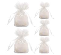 Yangshine Lot de 5 petits sacs à dragées en dentelle et coton avec trou rond, 10 x 14 cm, pochette délicate pour mariage, fête et rangement