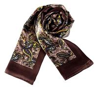 YangtzeStore Écharpe longue en satin Charmeuse pour hommes, marron, 63"x10"