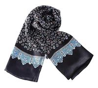YangtzeStore - Écharpe longue en soie satin charmeuse pour hommes, Noir cachemire, 63"x10"