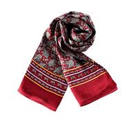 YangtzeStore Longue écharpe en satin de soie charmeuse pour homme, Rouge avec motif cachemire, 63"x10"