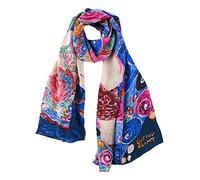 YangtzeStore Longue écharpe en soie Charmeuse - Impression artistique classique, Lotus bleu par Klimt, 63" x 17"