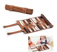 YANGUN Backgammon - Jeu de voyage à enrouler - Jeu de société Backgammon - Avec accessoires - Noir et blanc - Plateau de jeu l x P : 36 x 25 cm - Aspect cuir - Valise de qualité supérieure