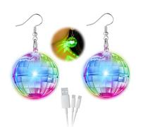 YANGUN Boucles d'Oreilles Boule Disco, Boucles d'oreilles LED boules, boucles d'oreilles 16 modes d'éclairage, Boucles D'oreilles Disco,femmes boucles d'oreilles LED rechargeables