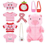YANGUN Capybara Doudou Capybara 25 cm - Peluche mignonne avec vêtements, sac, chapeau, écharpe, simulation de cochon d'eau, cadeaux pour enfants - Décoration de la maison - Fille de 3 ans et plus