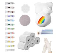 YANGUN Kit Moulage Ventre Femme Enceinte, Belly Casting Kit, Kit de bricolage en plâtre pour de beaux souvenirs 3D avec Peintures, Gants & 2 Pinceaux - Décoration, Souvenir & Cadeau