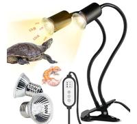 YANGUN Lampe Chauffante Tortue, 50W UVA/UVB Lampe Chauffante Terrarium Avec 2 Ampoules Basking Spot, Température Réglable, Lampe Tortue Terrestre Pour Reptiles, Amphibiens, 360 ° Adapté