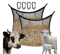 YANGUN Lot de 2 filets à foin pour chevaux, 80 x 90 cm, filet à foin à mailles serrées pour chevaux, filet à foin de 8 kg, sac à foin avec 4 mousquetons, contrôle de la vitesse d'alimentation, chevaux