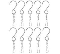 YANGWEN 10 Pcs Pinces à Crochet Pivotantes, Crochets en S en Acier Inoxydable Rotatifs Pivotant Crochets Clips pour Carillons Éoliens,Cage D’Oiseaux,Jardin Ornements Accessoires