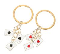 YANGWEN 2 Pièces Porte-clés Poker métallique, Porte-clefs en Acier Inoxydable sur Le thème du Jeu et de la fête pour Hommes et Femmes,Noir/Rouge