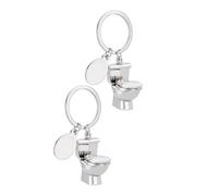 YANGWEN 2 Pièces Porte-Clés Toilette en Métal - Mini Siège WC avec Charnière - Pendentif Drôle pour Sac à Main,Cadeau Original & Gadget Humoristique