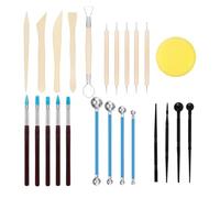YANGWEN 24 Pièces Set d'Outils de Poterie - Kit Complet de Sculpture sur Argile pour Céramique, Modelage et Gaufrage - Outils Professionnels pour Débutants et Adultes (Artisanat, DIY)