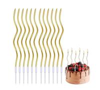 YANGWEN 36 Pièces Bougie Anniversaire, Bougies d'anniversaire Torsadées Bougies de Gâteau en Spirale avec Supports,Convient pour Les Gâteaux,Les Fêtes,Les Mariages,Les Décorations de Fête,Doré