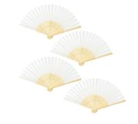 YANGWEN 4 Pièces Eventails en Papier, Eventail en Papier Eventail Chinois Pliant Ventilateur Mariage Accessoires Décoration, Blanc Eventail Mariage,pour Mariage Décoration DIY
