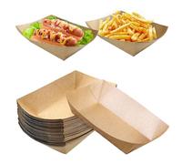 YANGWEN 50 Pièces Barquettes en Carton Kraft, Snack Bol, Bols en Carton, Biodégradable, pour Collations Frites Salade Sushis Gâteau