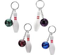 YANGWEN Porte-Clés Mini-Quilles de Bowling (Lot de 4) - Cadeau Original pour Fan de Bowling - Idée Cadeau d'Anniversaire, Fête ou Soirée à Thème