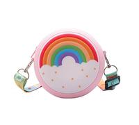 YANGWEN Sac à main rond en silicone arc-en-ciel pour petite fille, sac à main à bandoulière réglable, sac à main pour vacances, voyage, - 1