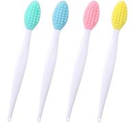 YANGWRshop Lot de 4 brosses de nettoyage des pores, brosse exfoliante double face en silicone, brosse exfoliante pour les lèvres, pour le visage, les lèvres foncées (4 couleurs)