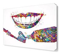 Yangxiaolei Soins dentaires Aquarelle Toile Art Mural Impression Dent Médical Art Brosse à dents Clinique dentaire Décor Cadeau Dentiste Dentiste Bureau Salon Chambre Home Decor 40x60cm Encadrée
