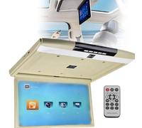 YANGYMM Moniteur de Toit de Voiture 17,3 Pouces, Affichage Complet 1080P, Lecteur StéRéO NuméRique HD pour Plafond, éCran LCD HD Portable, avec HDMI, USB, SD, IR, FM, Et TéLéCommande,Beige