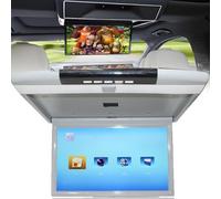 YANGYMM Moniteur de Toit de Voiture, écran IPS Large de 17,3 Pouces, Lecteur DVD, Montage sur Toit de Voiture, Moniteur de Toit Rabattable, Prise en Charge HDMI, USB/SD, AV, Haut-Parleur intégré,Grey