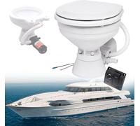 YANGYMM Toilettes de Camping-Car 12 V à Chasse d'eau Silencieuse, Toilettes éLectriques Professionnelles pour Bateaux et Yachts, Panneau de Commande à Bouton Unique, Broyeur IntéGré